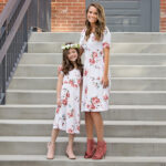 Floral Printed Mom and Kid Matching Dress